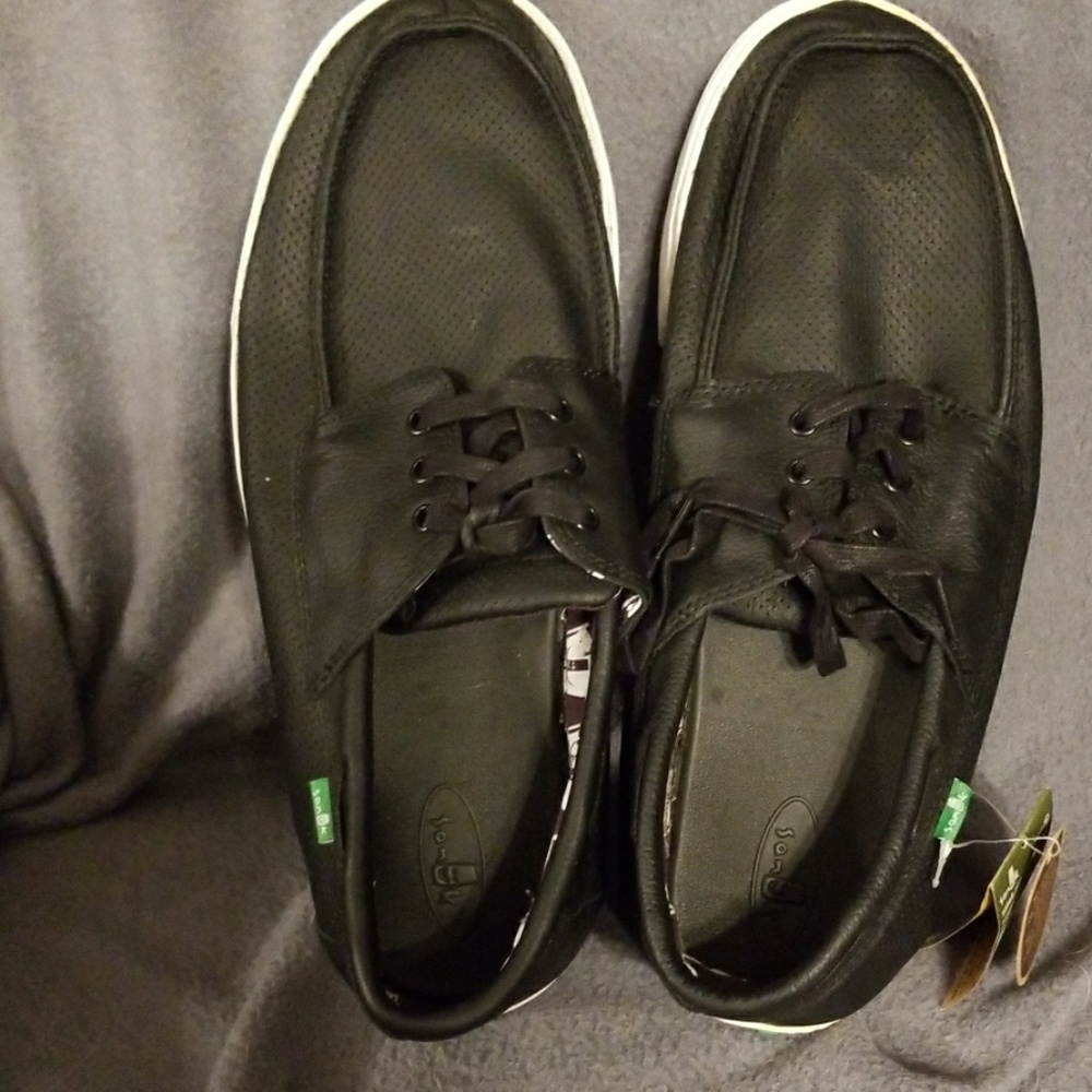Sanuk men's shoes black/white size 13